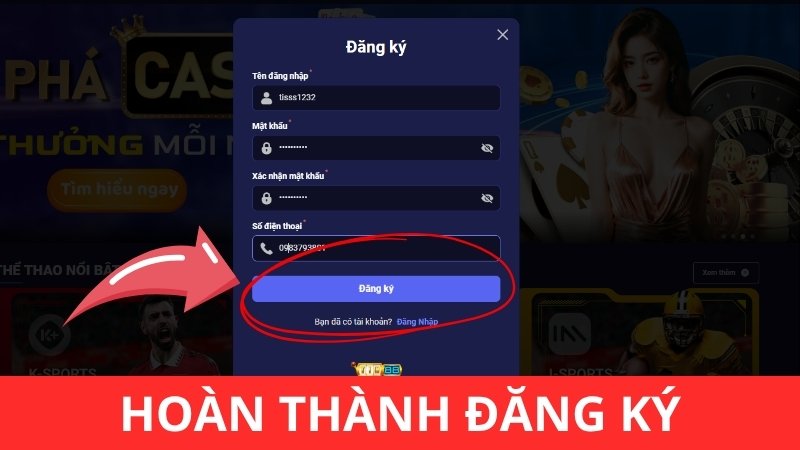 Bước 3: Hoàn thành quy trình tạo tài khoản Tin88